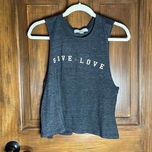 Spiritual Gangster Size Medium Dark Grey Crop Muscle Yoga T Shirt